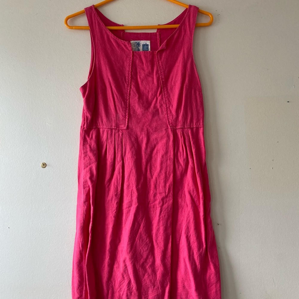 Pink linen Anthropologie dress